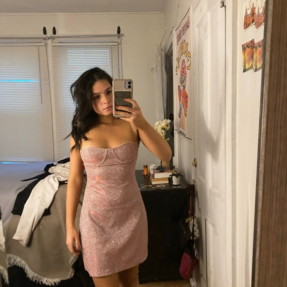 Gorgeous pink jewel strap mini dress